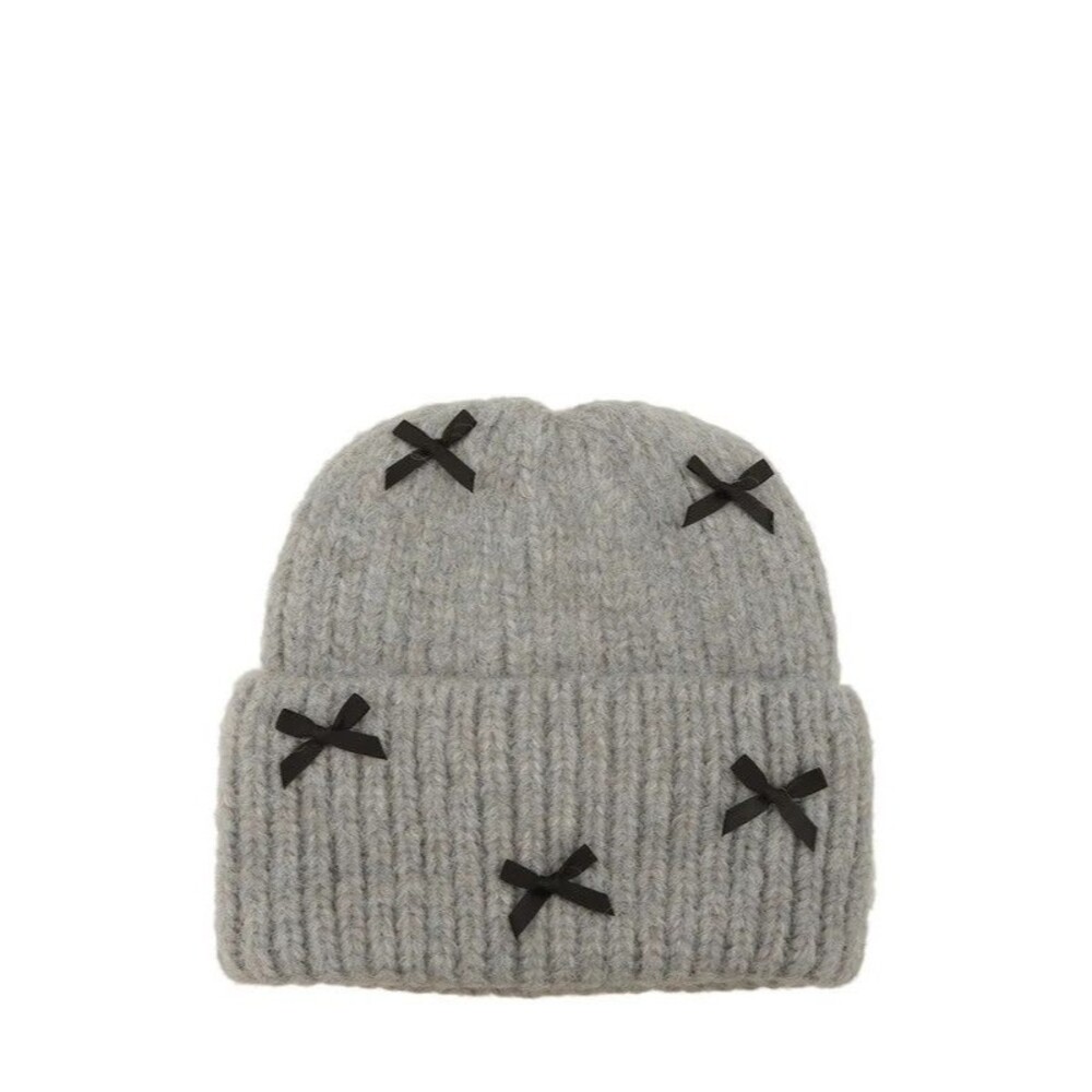 Mini Satin Ribbon Bow Beanie